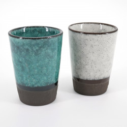 Japanese turquois and white cups set 8x6cm MINI CUP TORUKO WHITE