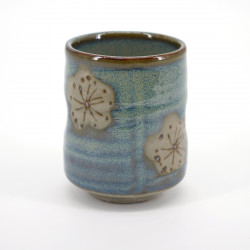 japanese blue and beige traditional teacup plum flower CHRASHI UME
