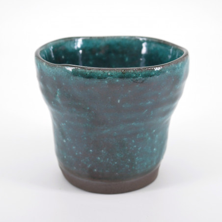 Japanese blue turquois Soba choko in ceramic HISUIMARUCHI