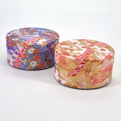 Flache japanische Teedose in Lila oder Pink aus Washi-Papier, YUZEN KICHONA, 40 g