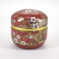 Japanische Teedose aus rotem Metall, SUZUKO KIKUSUI, 150 g