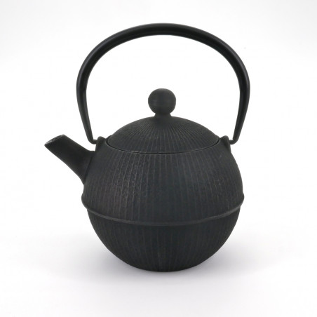 round cast iron teapot from Japan, OIHARU TEMARI 0,5lt, black
