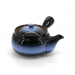 teiera blu e nera kyusu giapponese in ceramica AOKURO
