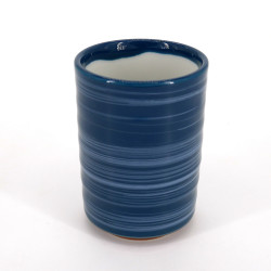 Grande tazza da tè blu giapponese di ceramica, HAKE pennello
