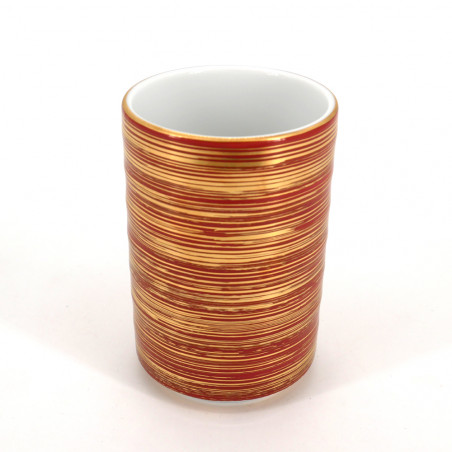 Große japanische Teetasse aus keramik 10.2cm, MAKI, rote und golden
