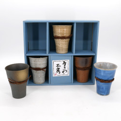 set di 5 tazze in ceramica giapponese mazagrans 5 colori IZAKAYA