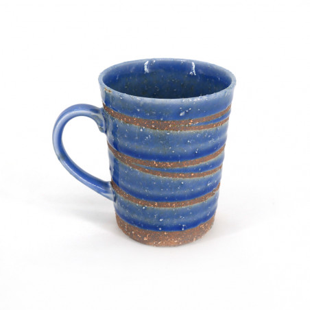 Taza de té japonés de ceramica azul, AOYU, torbellino