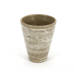 grande taza beis de cerámica japonesa 11.2cm, KAZENOMAI líneas