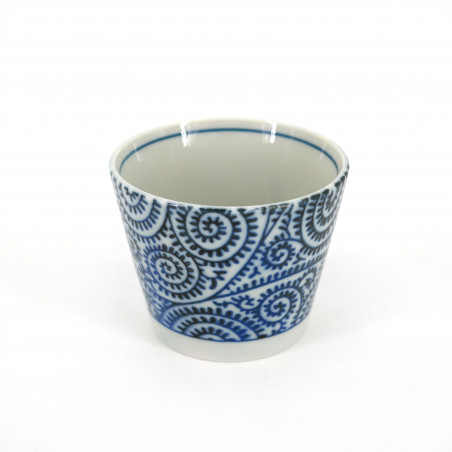 Japanese Soba choko cup in ceramic TAKO KARAKUSA blue patterns