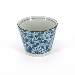 Taza Soba choko tradicional japonesa de ceramica, KOHANA, flores azules