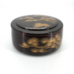Round resin sushi platter with cover, black and gold, MATSU