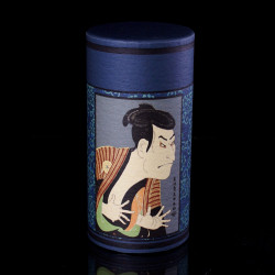 Boîte à thé japonaise bleu Ukiyo-e en papier washi, SHARAKU, 200 g