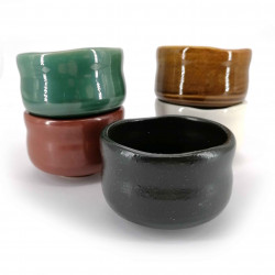 set of 5 Japanese tea cups, TASHOKU NO, multicolored