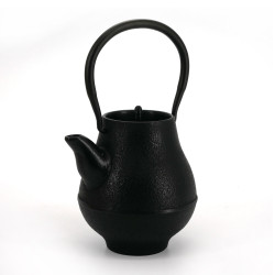 Black enameled Japanese cast iron teapot, ROJI TSUBOMI, 0.45lt