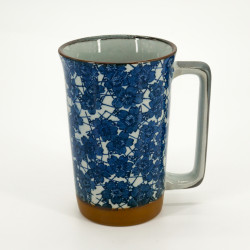 Grand mug japonais à thé en céramique - Sakura Bleu