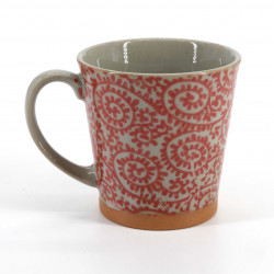 Mug japonais à thé en céramique avec anse,TAKO KARAKUSA, rouge
