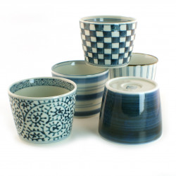 set de 5 tasses japonaises Soba choko en céramique SHIRO TO AO