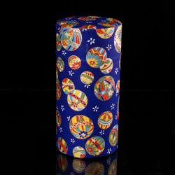 Caja de té azul japonés en papel washi, YUZEN TEMARI, 200 g