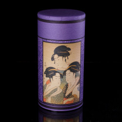 Boîte à thé japonaise violette Ukiyo-e en papier washi, KAGAMIBIJIN, 200 g