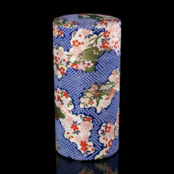 Japanese blue tea box in washi paper, YUZEN SHIBORI, 200 g