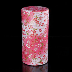 Boîte à thé japonaise rose en papier washi, YUZEN KAZE, 200 g