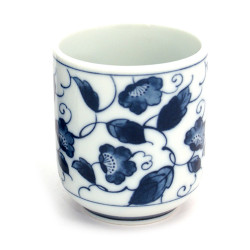 taza de té japonés, HANA-KARAKUSA, blanco y azul