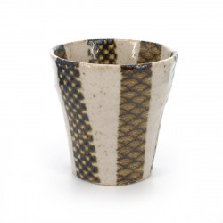 Japanese traditional cup with wave nami patterns silver and white SEIGAIHA